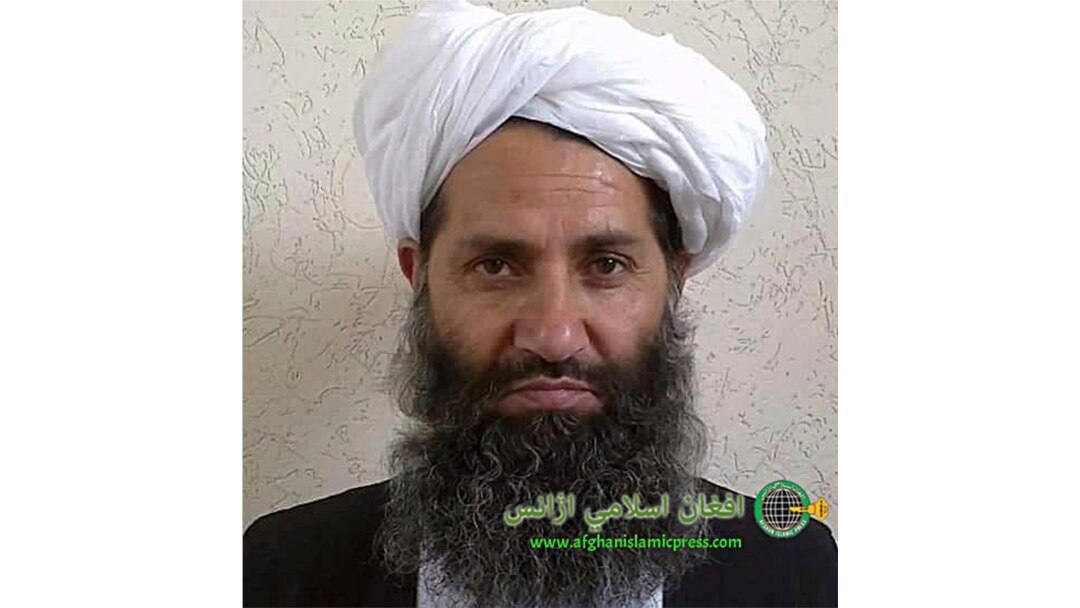 FILE - In this undated photo taken at an unknown location, the leader of the Taliban, Mullah Haibatullah Akhundzada, poses for a portrait.