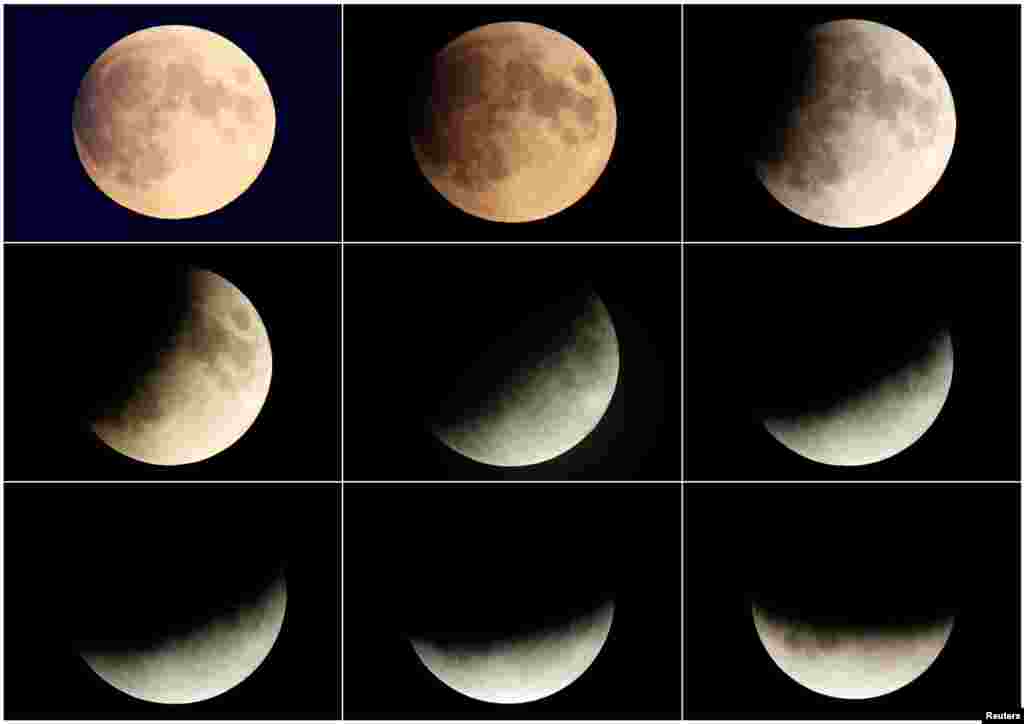 برازیل اور جرمنی کے مختلف شہروں میں چاند گرہن بھی مختلف انداز کے نظارے لیے ہوئے تھا۔