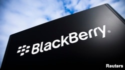 Logo BlackBerry di kampus BlackBerry di Waterloo. (Foto: Dok)
