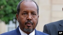 FILE - Somalia President Hassan Sheikh Mohamud, Oct. 15, 2014. 