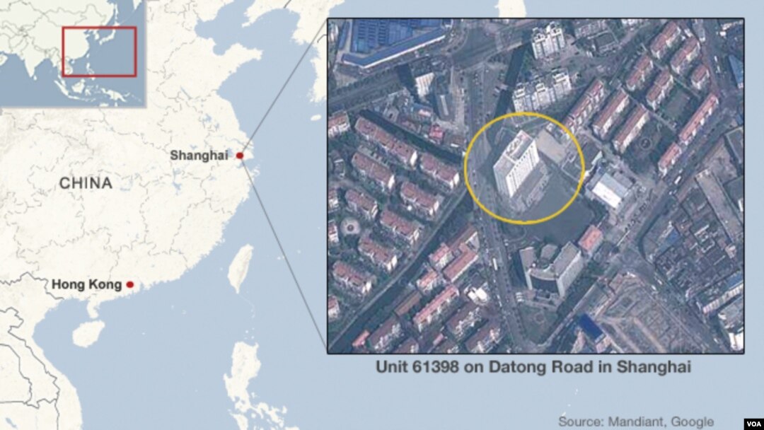 Map of the APT1 hacking headquarters in Shanghai, China.