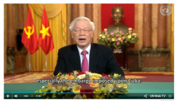 Tổng Bí thư Nguyễn Phú Trọng kêu gọi xóa bỏ cấm vận Cuba.