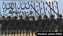 The Afghan Taliban released to the media this photo which it said shows the suicide bombers and gunmen who attacked the army base in Mazar-i-Sharif, April 21, 2017.