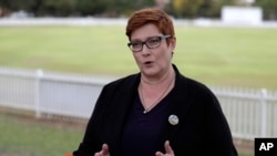 Australian Foreign Minister Marise Payne comments in Penrith, Australia Monday, May 18, 2020. Payne welcomed international support for an independent investigation of the coronavirus: an inquiry that has been condemned by China and blamed for a…