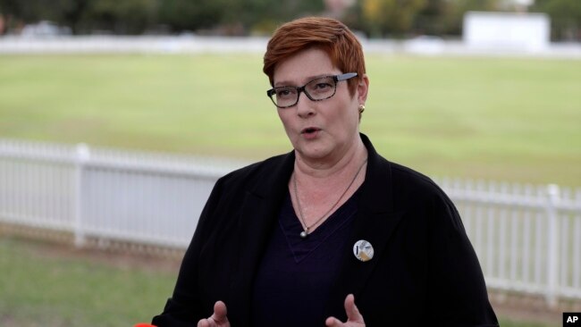 Australian Foreign Minister Marise Payne comments in Penrith, Australia Monday, May 18, 2020. Payne welcomed international support for an independent investigation of the coronavirus: an inquiry that has been condemned by China and blamed for a…