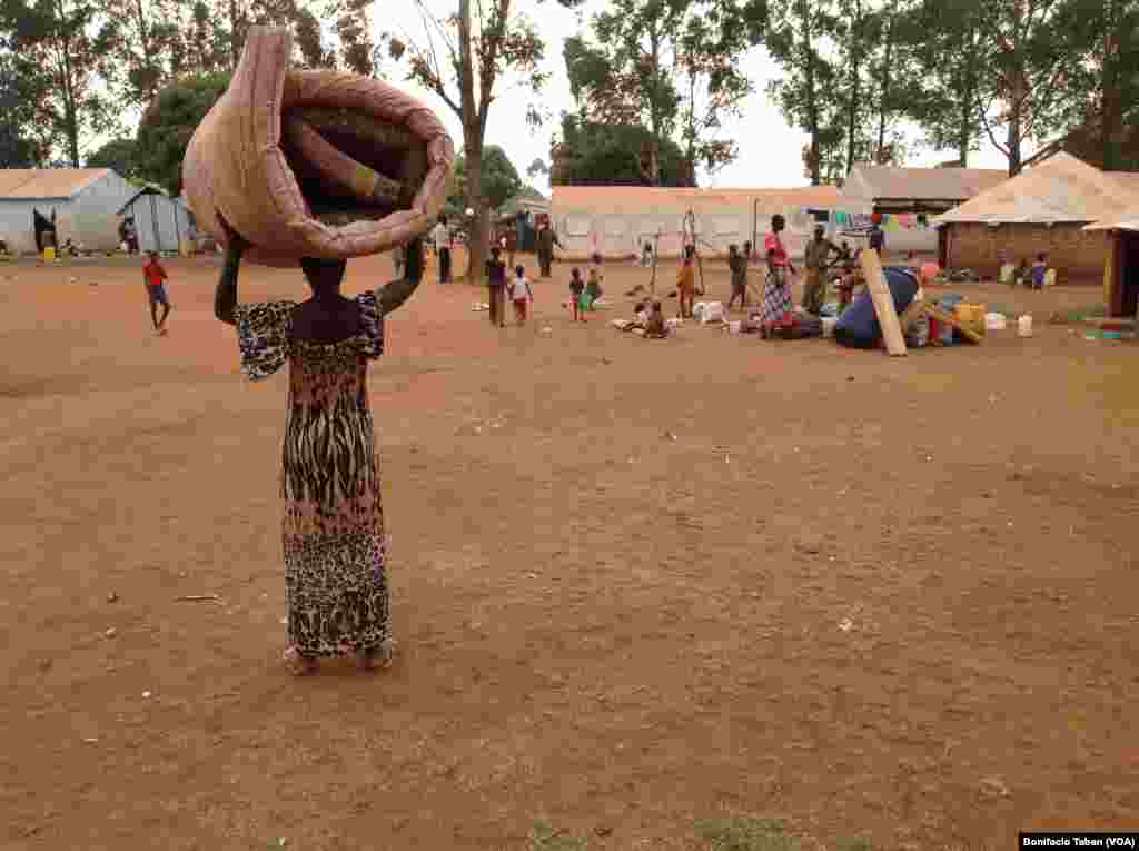 A South Sudanese woman arrives at Kiryandongo settlement camp in northern Uganda.