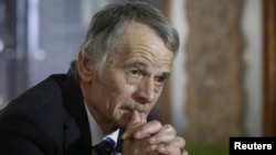 Crimean Tatars leader Mustafa Dzhemilev during an interview in Kyiv, March 15, 2014. 