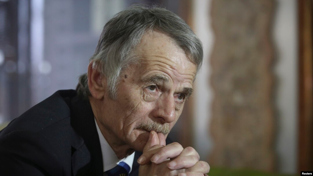 FILE - Crimean Tatar leader Mustafa Dzhemilev is seen during an interview in Kyiv, Ukraine, March 15, 2014. 