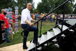 Democratic presidential candidate Sen. Cory Booker waits to speak at the Polk County Democrats Steak Fry, Sept. 21, 2019, in Des Moines, Iowa.