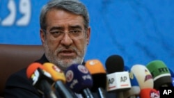 Iranian Interior Minister Abdolreza Rahmani Fazli speaks during a press conference in Tehran, Iran, July 1, 2018. 