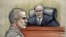 In this courtroom sketch, David Coleman Headley, 52 (l) is sentenced to 35 years in prison by U.S. District Judge Harry Leinenweber at federal court in Chicago, Jan. 24, 2013.