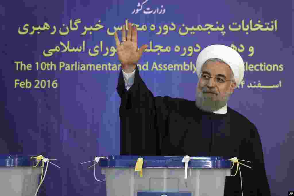 In this photo released by official website of the office of Iranian Presidency, Iran's President Hassan Rouhani addresses election officials in Tehran, Jan. 21, 2016.