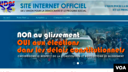 Page d'accueil du site internet de l'Union pour la démocratie et le progrès social (UDPS) en République démocratique du Congo le 12 mai 2016.