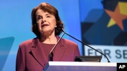 Sen. Dianne Feinstein, D-Calif., speaks at the 2018 California Democrats State Convention Saturday, Feb. 24, 2018, in San Diego.