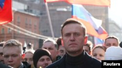 Foto de Alexei Navalny durante una manifestación en Moscú el 29 de febrero de 2020.