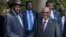 South Sudan's President Salva Kiir, left, meets with Sudan's President Omar al-Bashir, right, in the capital Juba, South Sudan, Jan. 6, 2014.