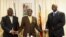 Prime Minister Morgan Tsvangirai (l), President Robert Mugabe (c) and Deputy Prime Minister Arthur Guseni Oliver Mutambara (r)