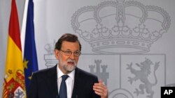 El presidente del Gobierno español, Mariano Rajoy, en el Palacio de la Moncloa en Madrid, España, el miércoles, 11 de octubre de 2017.