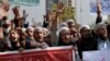 FILE - Pakistani students of Islamic seminaries chant slogans during a rally in support of blasphemy laws, in Islamabad, Pakistan, March 8, 2017.