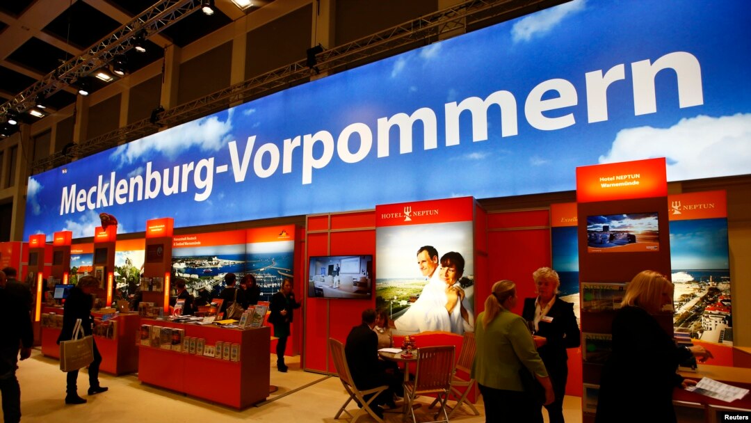 Stan dari negara bagian Mecklenburg-Vorpommern (Mecklenburg-West Pomerania), Jerman, pada acara International Tourism Trade Fair ITB di Berlin, Jerman, 7 Maret 2018. (Foto: dok).