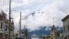 FILE - This July 29, 2014, file photo, shows a cruise ship docked in Skagway, Alaska, as passengers tour the town