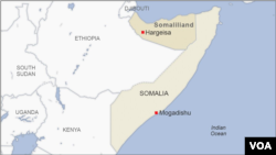 Map showing Somalia and the breakaway region of Somaliland