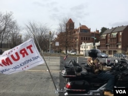 The bikers rode through Washington's Georgetown neighborhood, then turned around and retraced their path to Virginia, Jan. 19, 2017. (J. Fatzick/VOA)