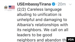 US embassy in Tirana tweet