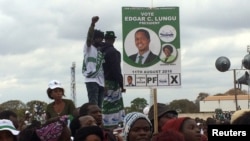 FILE - Supporters of Edgar Lungu, leader of the Patriotic Front party (PF), gather during a rally in the capital, Lusaka, Zambia, Aug. 10, 2016.