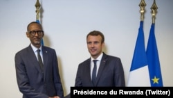 Perezida w'Ubufaransa Emmanuel Macron na Mugenzi wiwe w'u Rwanda Paul Kagame 