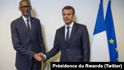 Les présidents français et rwandais Emmanuel Macron et Paul Kagame se sont entretenus à New York, le 18 septembre 2017. 