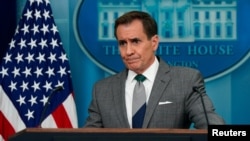 White House National Security Communications Advisor John Kirby attends a press briefing at the White House in Washington, U.S., April 15, 2024. 