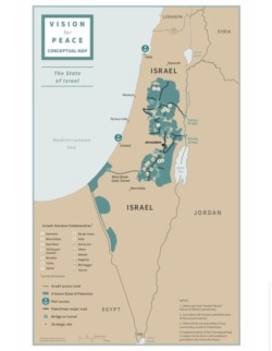 President Trump tweeted this map on Jan. 28, 2020, illustrating his Middle East peace plan, saying, "This is what a future State of Palestine can look like, with a capital in parts of East Jerusalem."