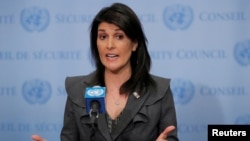 Balozi wa Marekani katika Umoja wa Mataifa, Nikki Haley. Jan. 2, 2018. 