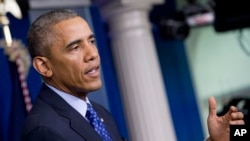 Tổng thống Obama phát biểu về tình hình ở Iraq trong phòng họp báo Brady, Tòa Bạch Ốc, 19/6/2014