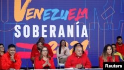 El miembro de la Asamblea Nacional y vicepresidente del Partido Socialista Unido (PSUV) de Venezuela, Diosdado Cabello, habla en la noche de las elecciones regionales y locales, en Caracas, Venezuela, el 21 de noviembre de 2021. REUTERS / Fausto Torrealba