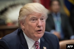 FILE - U.S. President Donald Trump speaks at the White House.