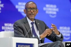 FILE—Paul Kagame, President of Rwanda, takes part in a panel at the Annual Meeting of World Economic Forum in Davos, Switzerland, January 17, 2024.