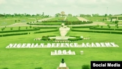 Signage for the Nigerian Defence Academy is seen in Kuduna, Nigeria, in a photo from the academy's Facebook page.