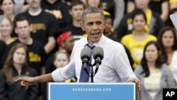 Presiden AS Barack Obama dalam sebuah acara di University of Iowa. (Foto: Dok)