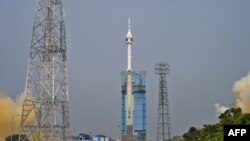 This handout photo taken and released by Indian Space Research Organisation (ISRO) on October 21, 2023, shows the lift-off of the Gaganyaan Test Vehicle (TV) from the Satish Dhawan Space Centre in Sriharikota, an island off the coast of southern Andhra Pr