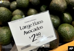 Avocados imported from Mexico are for sale in a supermarket in Miami, Florida, as the United States imposed 25% tariffs on goods from Canada and Mexico, starting a trade war with its closest neighbors and allies, Mar. 5, 2025.