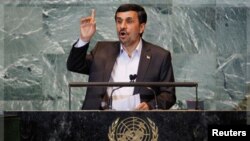 Iran's President Mahmoud Ahmadinejad addresses the 66th United Nations General Assembly at the U.N. headquarters in New York, September 22, 2011. REUTERS/Shannon Stapleton