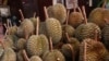 FILE - This Sept. 3, 2019, file photo shows durians for sale in Bangkok. 