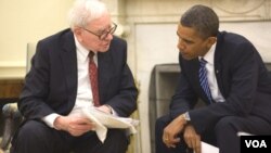 El multimillonario Warren Buffett con el presidente Barack Obama en la Casa Blanca.