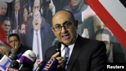 Egyptian lawyer and ex-presidential candidate Khaled Ali speaks during a news conference in Cairo, Egypt, Nov. 6, 2017. 