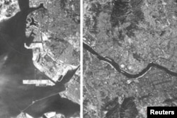 Imagery during what appears to be a test related to the development of a reconnaissance satellite in this undated photo released KCNA
