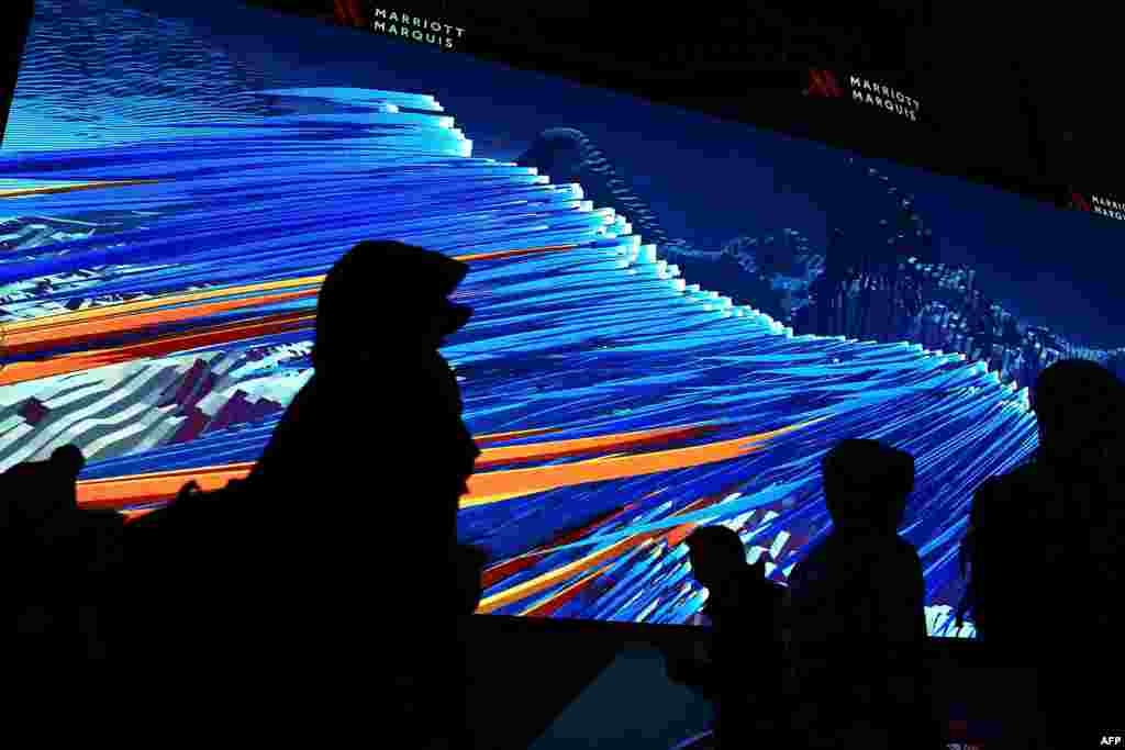 Called Times Square's largest and most expensive digital billboard, a new megascreen is debuted in front of the Marriott Marquis hotel in New York City.