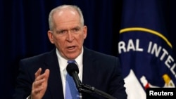 Director of the Central Intelligence Agency (CIA) John Brennan talks to the press during a news conference at CIA headquarters in Langley, Virginia, Dec. 11, 2014. Brennan says there is "no evidence" suggesting that Saudi Arabia gave backing to al-Qaida for the September 11, 2001, terror attacks.