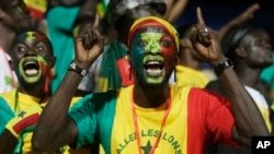 Un supporter du Sénégal chante sa joie pendant la CAN 2017 à Franceville, au Gabon, le 19 janvier 2017.